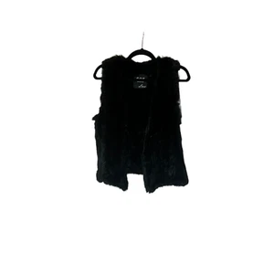 525 America Luxe Black Rabbit Fur Vest Size Medium - Picture 1 of 4