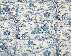 4  Drapes Waverly Asian Toile HAIKU in Blue Willow Shades of Blue 