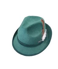 EHG German Bavarian Alpen Hat Rope & Feather Grayv 100% wool Sz Large