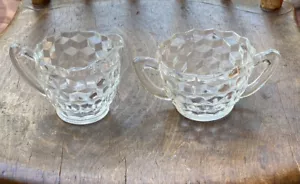 "FOSTORIA"- CREAMER & OPEN SUGAR BOWL- AMERICAN- 2 PIECES-VNTG- CRYSTAL- WOW!! - Picture 1 of 3