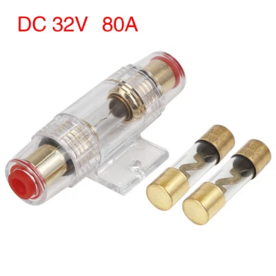 80 Amp AGU Fuse with AWG In-Line Holder 4 6 8 Gauge for Car Audio Video Stereo - Image 1 of 4