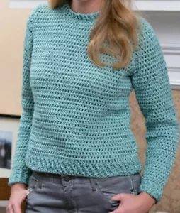 CROCHET PATTERN LADIES ARAN CREW NECK SWEATER PATTERN 6 SIZES 36" - 52" - Picture 1 of 2