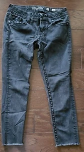 MISS ME SIGNATURE SKINNY schwarze JEANS Raw Edge Bling Stretch Größe 27, 28 x 25 - Bild 1 von 11