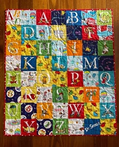 Handmade baby cot quilt, Dr Seuss, professionally quilted, pram/car quilt - Picture 1 of 3