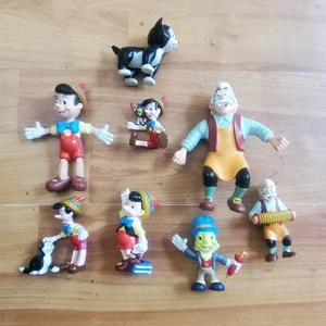 Vintage Pinocchio Jiminy Cricket Geppetto Gatto Bend-Ems Disney Just Giocattoli &extra - Foto 1 di 9