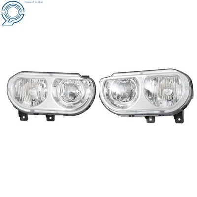 Halogen Headlight Assembly For Dodge Challenger 2008-2014 Chrome Left+Right Side - Image 1 of 4