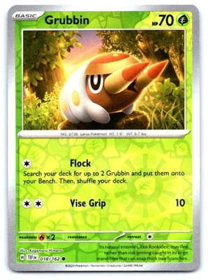 Grubbin Pokemon Reverse Holo Common SV05: Temporal Forces 018/162 - Image 1 of 2