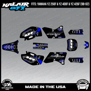 Graphics Kit for YAMAHA YZ250F YZ400F YZ426F (1998-2002) Rebel - BLUE - Picture 1 of 4