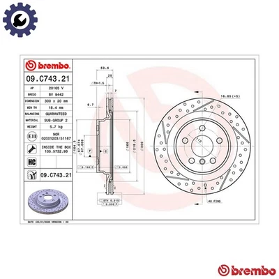 2x BRAKE DISC 09.C743.21 FOR MINI COUNTRYMAN CLUBMAN B37 C15 A 1.5L 3cyl 2.0L - Image 1 of 4