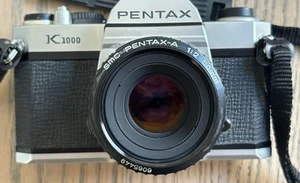 Asahi Pentax K1000 35mm Film Camera w/ SMC Pentax 1:2 50mm Lens - Picture 1 of 6