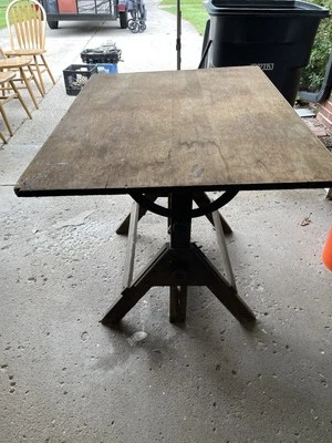 Hamilton Mfg. Co. Industrial Antique Oak Wooden Drafting Table, Circa 50s Small  - Image 1 of 4