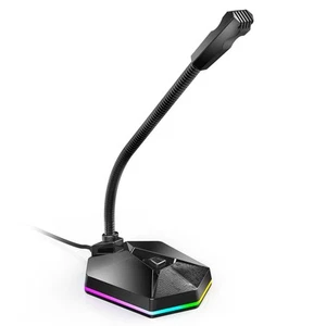 Computer Mic RGB USB Bendable 360° Omnidirectionnel Drive Free PC Desktop Mik FY - Afbeelding 1 van 19