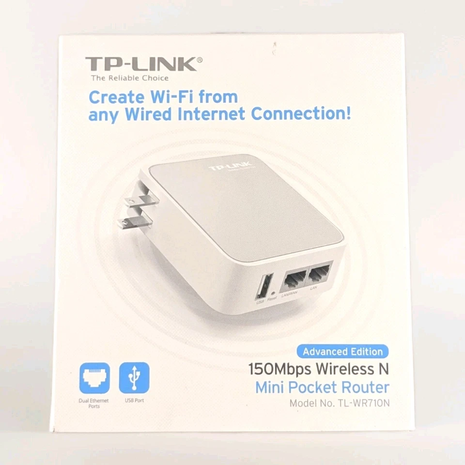 TP Link Wireless 150Mbps N Mini Pocket Router TL-WR710N New - Image 1 of 4