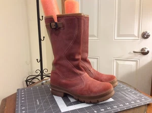Keen Tall Suede Boots Reddish Orange & Tan Women's Sz 8 / 38.5 Buckles - Picture 1 of 11
