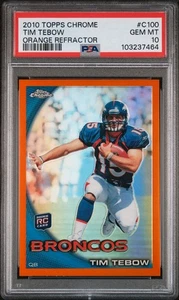 Tim Tebow 2010 NFL Topps Chrome Orange Refractor RC PSA 10 POP 2 BRONCOS - Picture 1 of 3
