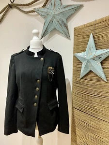 NEXT Steampunk Y2K Black Fitted Military Victorian Boho Blazer Jacket Plus UK 14 - Picture 1 of 8