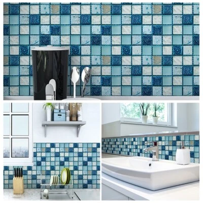 10PCS Mosaic Wall Sticker Self Adhesive Wallpaper Vinyl Kitchen Oil Proof DIY - Image 1 of 4