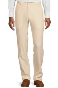 MURANO MENS CASUAL ZAC TROUSERS 100% LINEN ECRU BEIGE SIZE 42x36 TALL CLASSIC - Picture 1 of 7