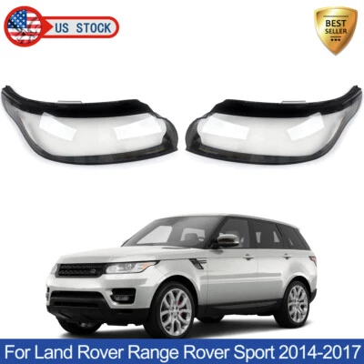 Left & Right Headlight Lens Cover For 2014-2017 Land Rover Range Rover Sport Foto 1 de 4