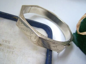 VINTAGE 925 MASSIV STERLINGSILBER MODERNIST SECHSECKIGES ARMBAND ARMREIF 7" - Bild 1 von 9