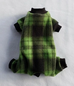 Pijama polar a cuadros verde perro cachorro taza de té ropa para mascotas 4xs - XXS - Imagen 1 de 4