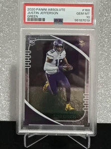 JUSTIN JEFFERSON RC 2020 PANINI VERDE assoluto parallelo #168 RC PSA 10 VIKINGS - Foto 1 di 5