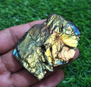 Excellent Multi Blue Labradorite Rough Slice 348 Crt 63x46x15 MM Loose Gemstone - Picture 1 of 9