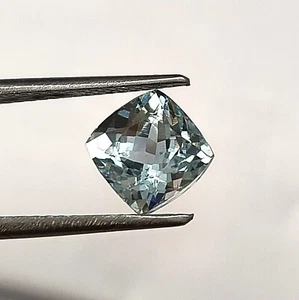 AAA NATURAL BLUE AQUAMARINE CUSHION FACETED UNTREATED LOOSE GEMSTONE 1.85 CARAT - Picture 1 of 6