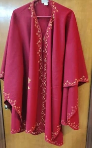 Raiment Fashions Women's Cape Poncho Wrap Free Size 100% Wool Brandy 56"X 37" - Picture 1 of 13