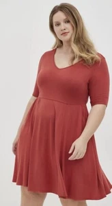 Torrid Plus Size 2 (18/20) Super Soft PLUS 2x Skater Mini Dress soft rust NWT - Picture 1 of 4