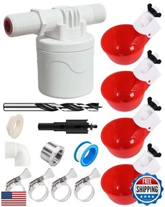 Psarnuk DIY Automatic Chicken Waterer Kit - 4 Chicken Water Cups, Float Valve - Picture 1 of 5