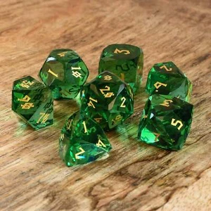 Emerald Multifaceted Glass Dice Set Brand New - Picture 1 of 12
