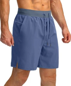 Men's Running Shorts with Zipper Pockets 7 Inch Lightweight Quick Dry Gym Ath... - Picture 1 of 7