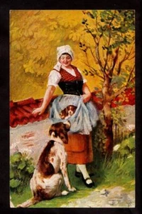 c.1905 deutschamerikanische Neuheit Mutter Setter Hund Uhren Frau Welpen Postkarte - Bild 1 von 1