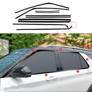 For 2020-2022 Ford Explorer black Stainless Car Window Strip Cover Trim 10PCS - Picture 1 of 6