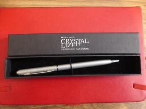 Swarovski Blue Crystallized Elements Ballpoint Silver Pen with Blue Crystal Tip - Picture 1 of 5