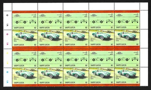 British Aston Martin 1954 Race Car Block Of 10 Double Postage Stamps Mint MNH - Picture 1 of 2