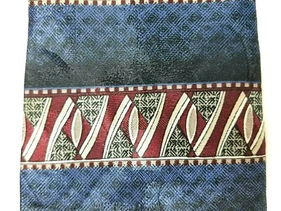 David Taylor Necktie Mens Blue Black Red Geometric EUC - Image 1 of 3