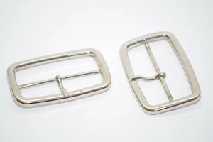 2x Solide Gürtelschnalle Taschen-Schnalle aus 80ern für 60 mm Breite, Silber - Picture 1 of 12