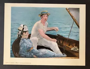 Boating by Manet Print 1958 1959 Metropolitan Seminars of Art Vintage - Picture 1 of 3