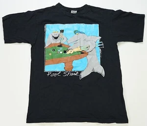 Rare VTG GLOBAL BASICS Pool Shark Single Stitched T Shirt 90s JC Bartlett Art M - Picture 1 of 9