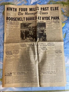 The Shreveport Times Roosevelt Buried At Hyde Park April 16 1945 - Picture 1 of 4