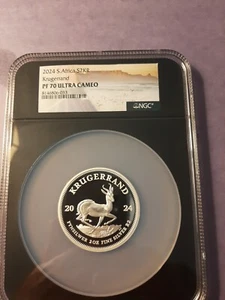 2024 South  Africa  2oz  Silver Krugerrand  NGC PF 70 Ultra Cameo - Picture 1 of 7