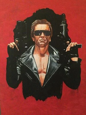 Einzigartig The Terminator Film Arnold Schwarzenegger handbemaltes Acryl Poster  - Bild 1 von 4