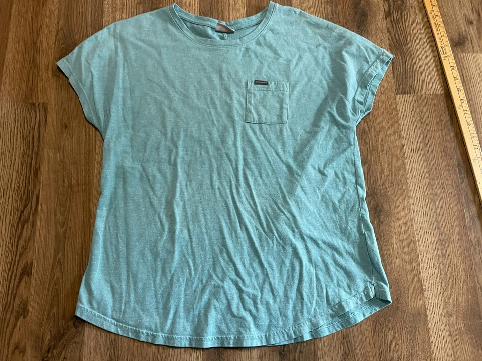 Camisa Columbia, para mujer talla XL, azul, manga corta, bolsillo Foto 1 de 4
