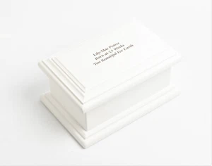 MDF Wood Cremation Ashes Urn ForAdult Child Pet White Casket Fully Personalised - Picture 1 of 8