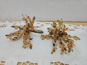 Set 2 Vintage Beaded Bead Napkin Ring/Holder Earthrone Colors Floral Design - Picture 1 of 12