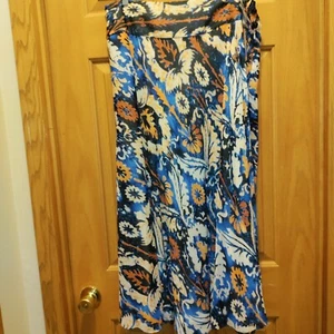 Jones New York blau Paisley Maxirock Größe 14 gefüttert Kordelzug A-Linie geometrisch - Bild 1 von 5