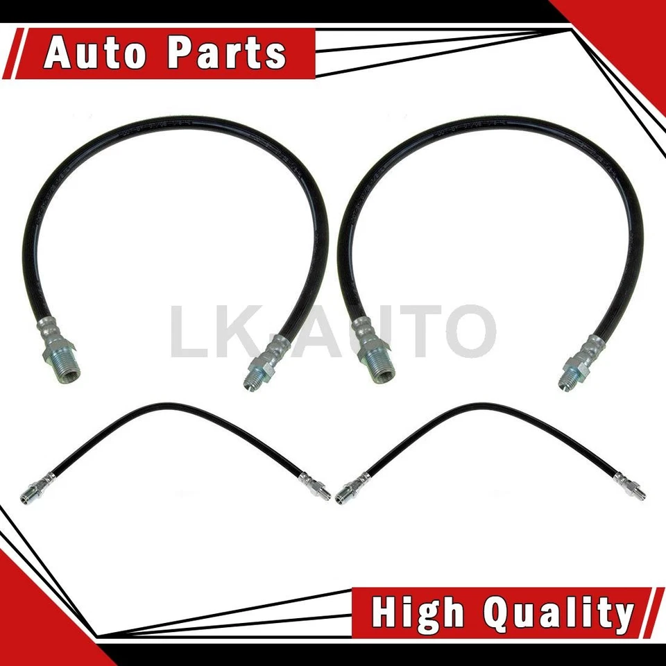 Linha de freio hidráulica de mangueira de freio dianteiro traseiro 4 compatível com Dodge D200 Pickup 3.8L 5.1L - Imagem 1 de 4