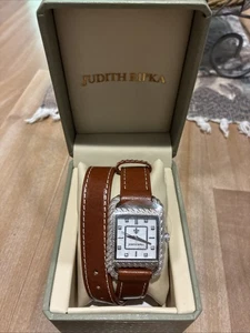 Judith Ripka Silvertone Stainless Steel & Brown Leather Strap Wrap Watch - Picture 1 of 4